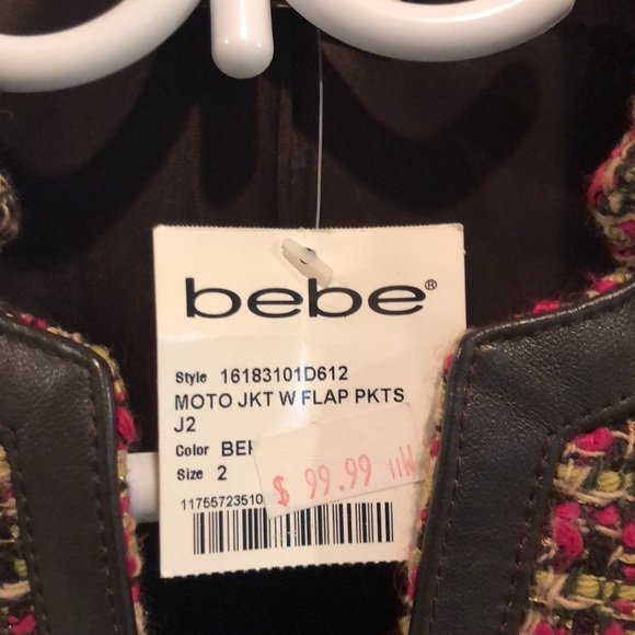 Bebe moto jacket with pockets NWT size 2 - Picture 2 of 15